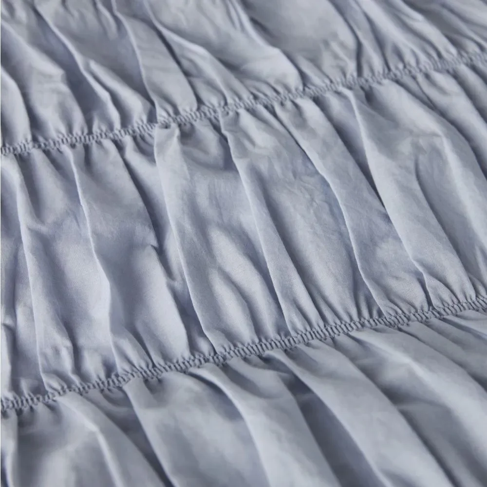Anthropologie Shyla Ruffled Duvet Light Blue California King